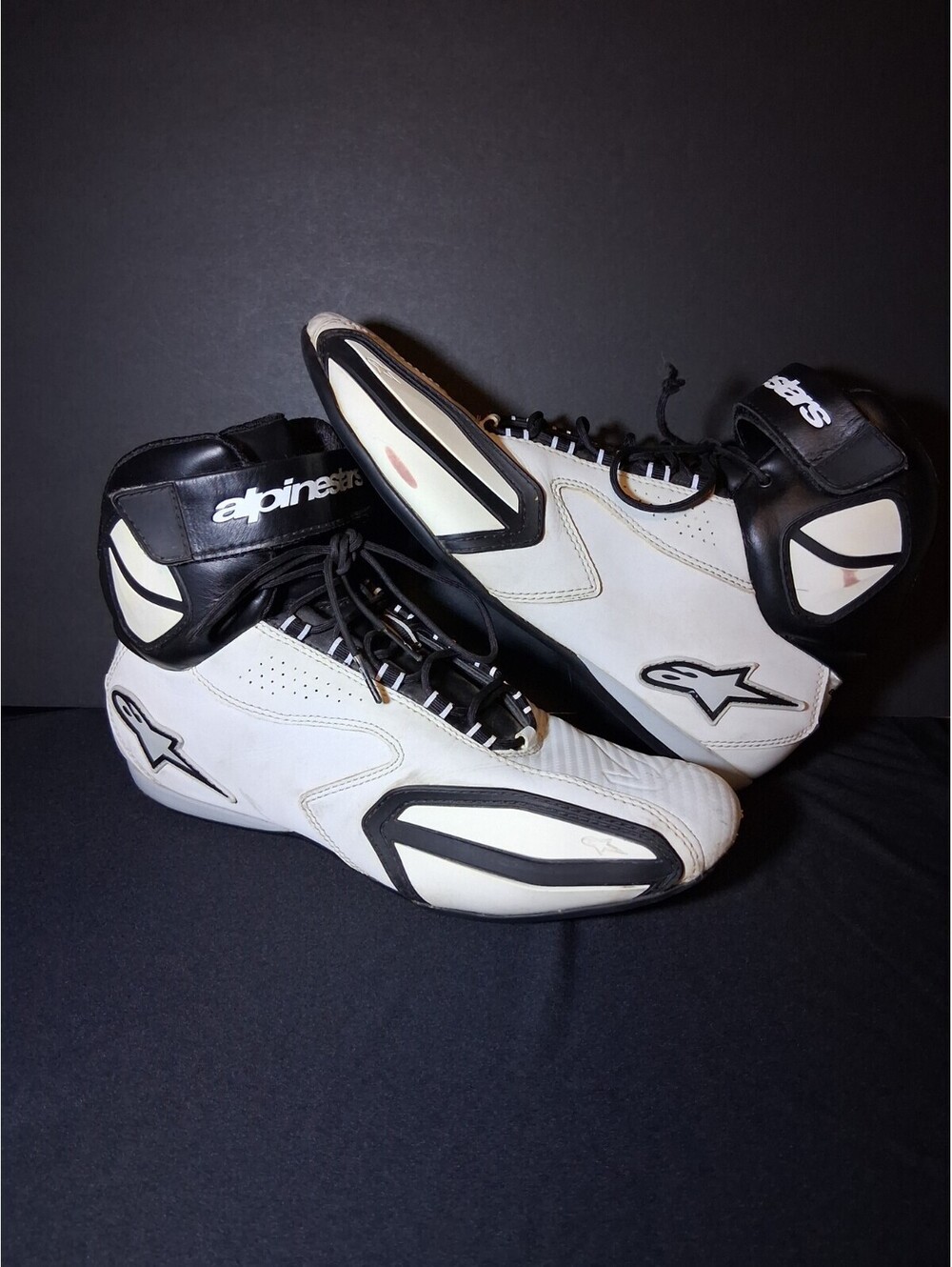 Alpinestars Motorcycle Racing Boots White Black Men's Size 10 Moto